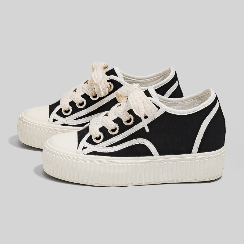 Women's Platform Hidden White Skate Biscuits Canvas Shoes Newgew