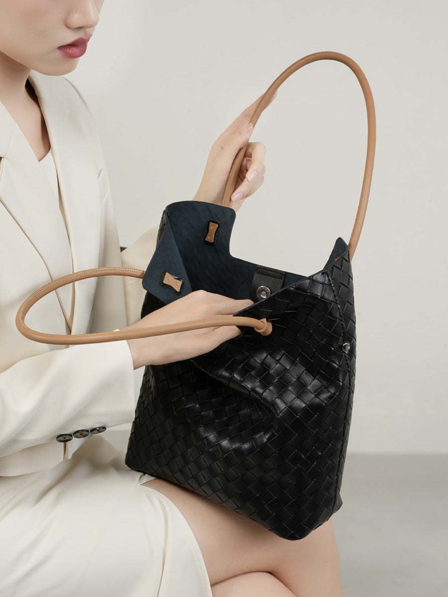 Women Fashion Handmade Plaited Leather Tote Shoulder Bag Newgew Shoes