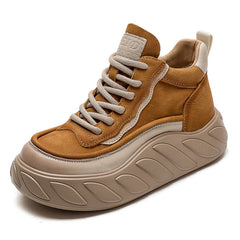 Women Minimalist Fashion Leather Thick Soled Casual Shoes Newgew Shoes