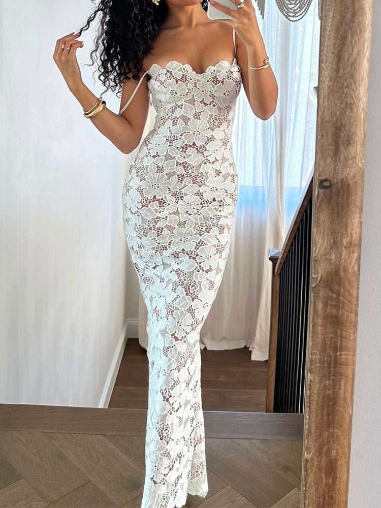 Lace Backless Slit Maxi Dress Newgew Dresses