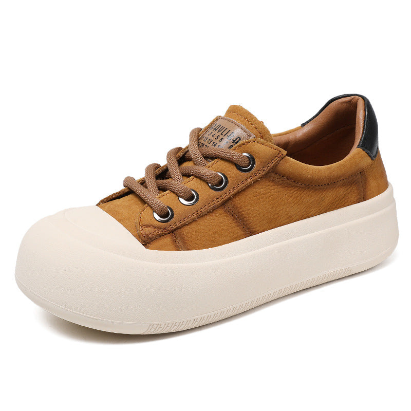 Women Fashion Leather Thick Soled Casual Shoes Newgew Shoes
