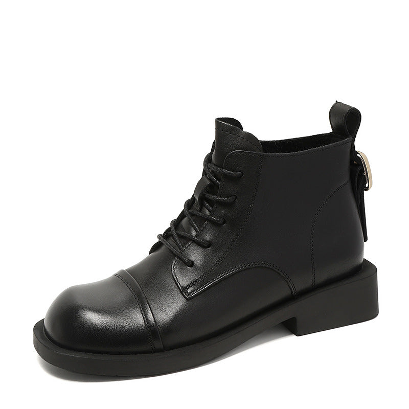 Women Patchwork Leather Ankle Boots Newgew Shoes