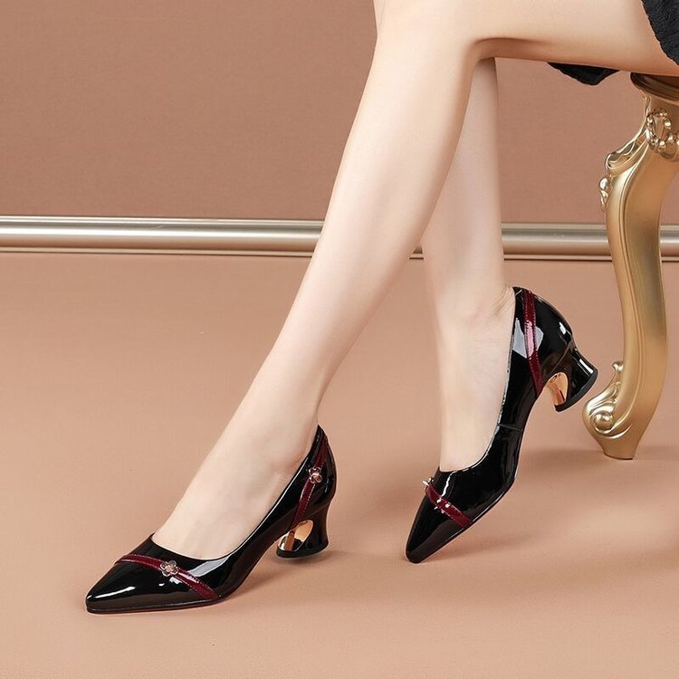 Women's Summer Pumps Spring Pointed Toe Mid Canvas Shoes Newgew