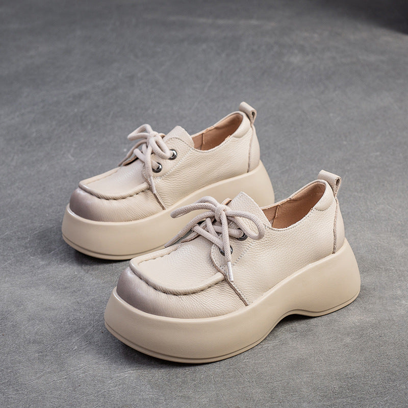 Women Minimalist Soft Leather Thick Soled Casual Shoes Newgew Shoes