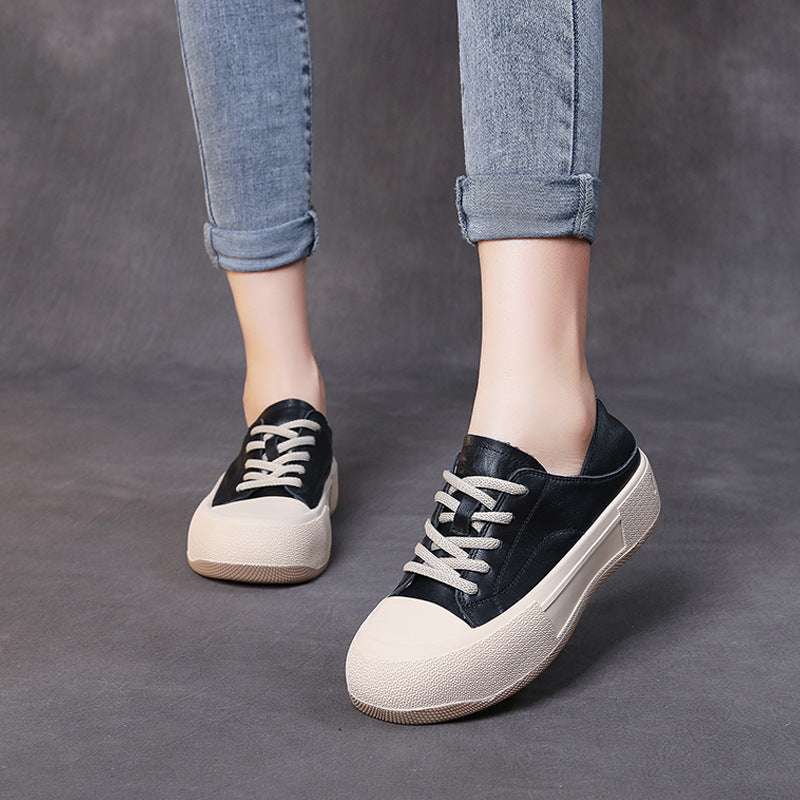 Women Fashion Soft Leather Flat Casual Shoes Newgew Shoes