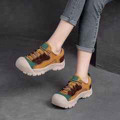 Women Retro Patchwork Leather Casual Shoes Newgew Shoes