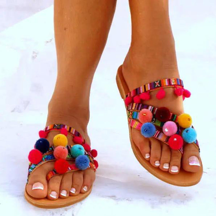 Fruits Pom Poms Slipper Newgew