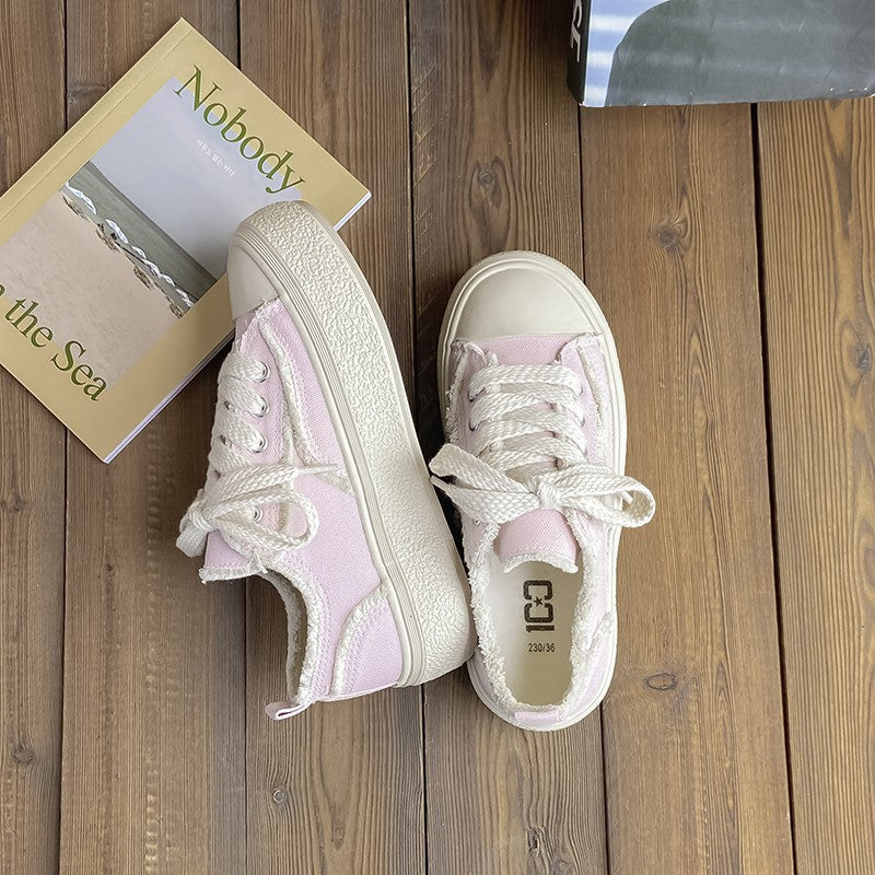 Pretty Beggar Black Breathable Platform Height Canvas Shoes Newgew