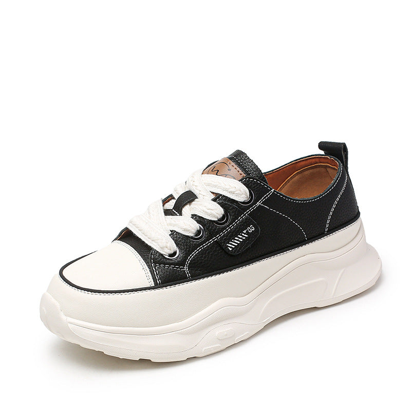 Women Fashion Leather Thick Soled Casual Shoes Newgew Shoes