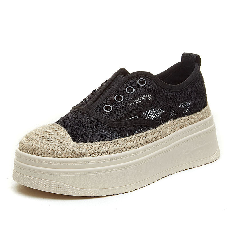 Women's Summer Platform Mesh Surface Lazy Linen Men's Shoes Newgew