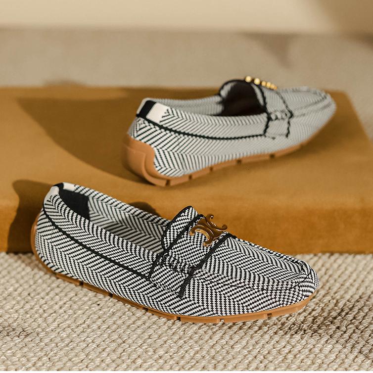 Flat Soft Sole Flying Woven Square Toe Loafers NewGew