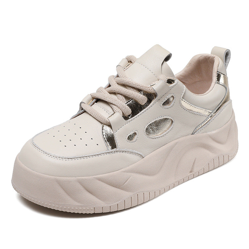 Women Fashion Leather Thick Soled Casual Shoes Newgew Shoes