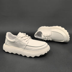 Men Minimalist Fashion Leather Lug Sole Casual Shoes Newgew Shoes