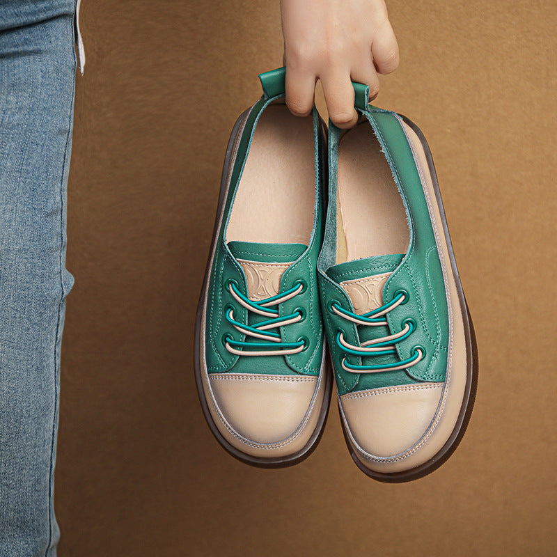 Women Retro Leather Minimalist Soft Flat Casual Shoes Newgew Shoes