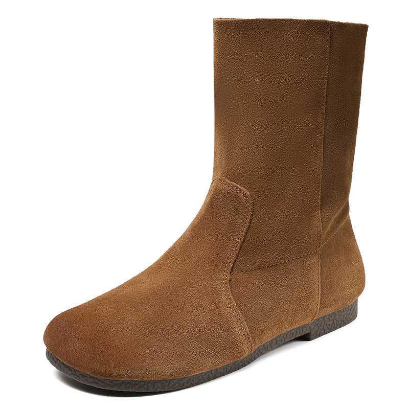 Women Minimalist Soft Suede Casual Flat Boots Newgew Shoes