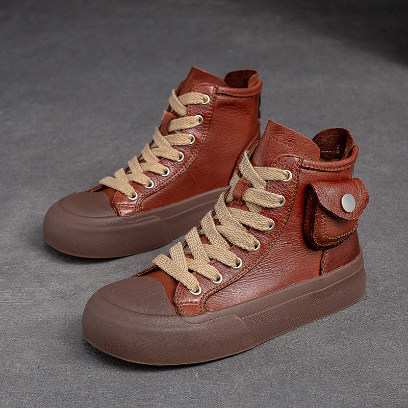 Women Retro Casual Leather Comfort Ankle Boots Newgew Shoes