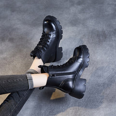 Women Minimalist Leather Chunky Platform Boots Newgew Shoes
