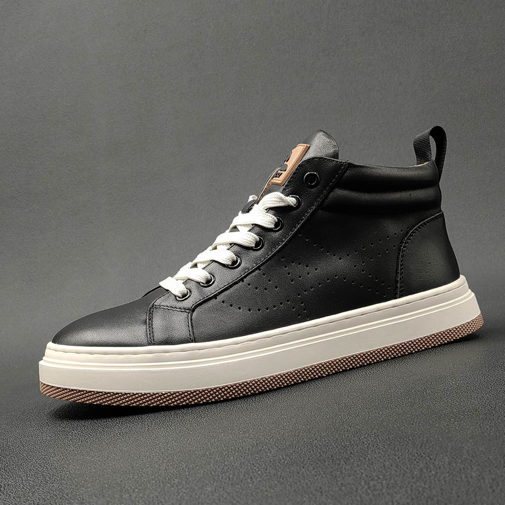Men Fashion Breathable Leather Casual High Top Shoes Newgew Shoes