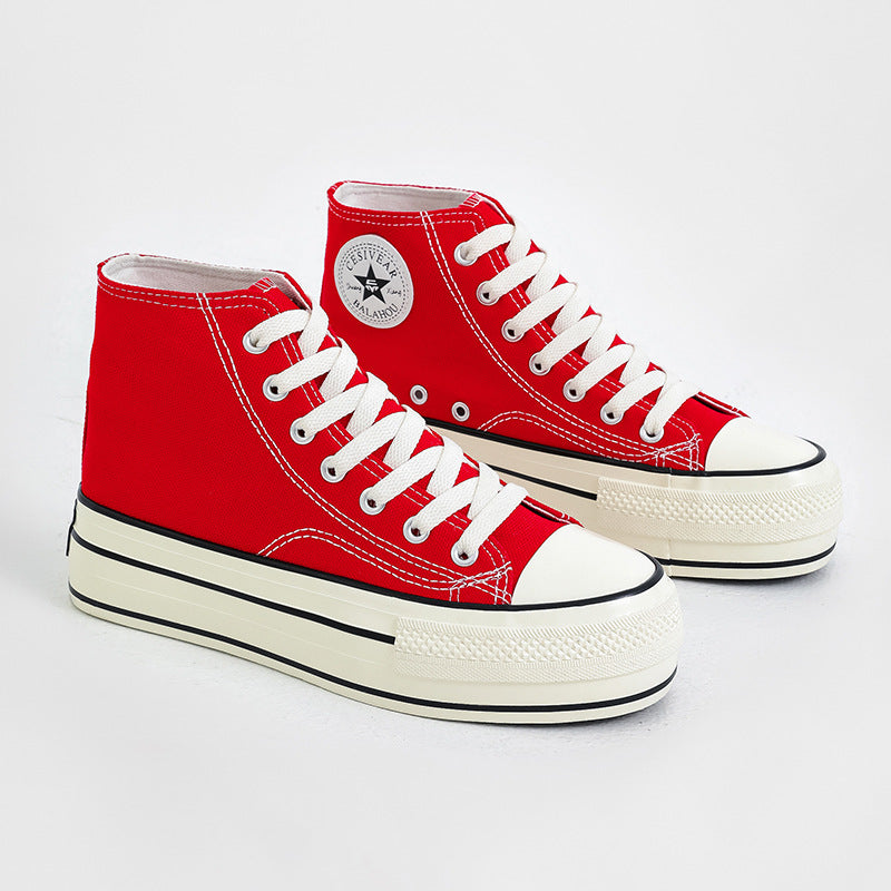 Women's High-low Top Height Increasing Classic Canvas Shoes Newgew