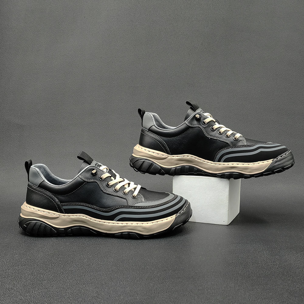 Men Minimalist Patchwork Cowhide Flat Casual Shoes Newgew Shoes
