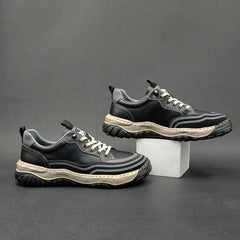 Men Minimalist Patchwork Cowhide Flat Casual Shoes Newgew Shoes