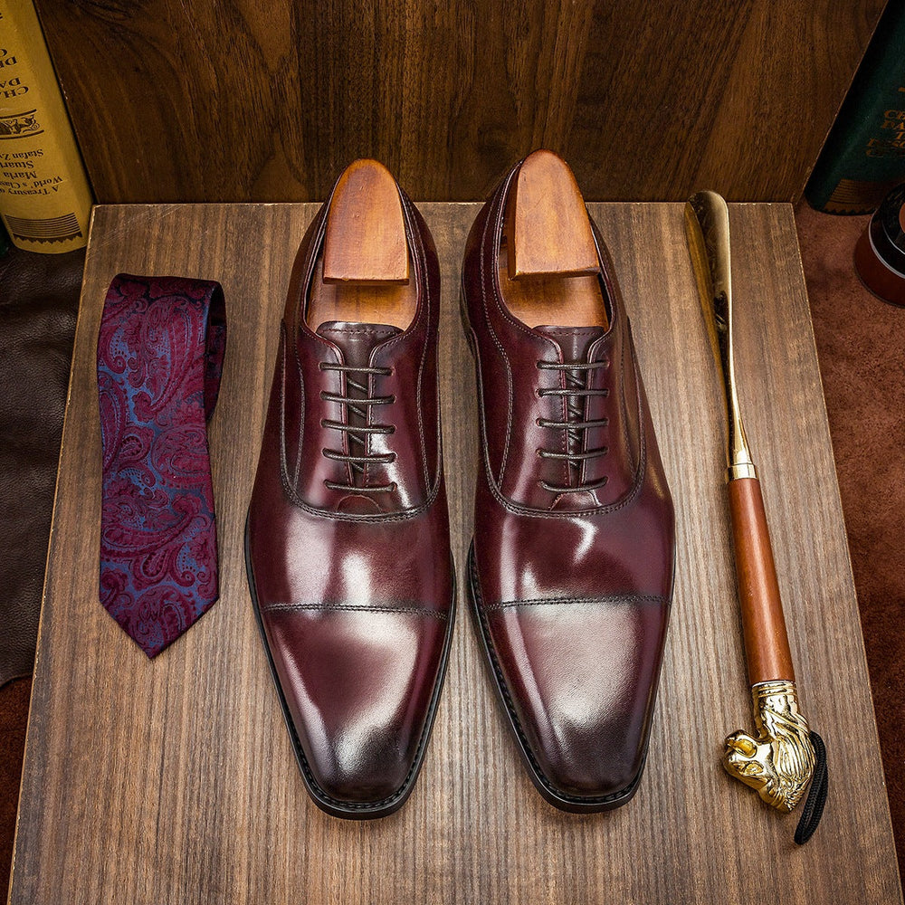 Men Classic Cowhide Solid Handmade Oxford Shoes Newgew Shoes