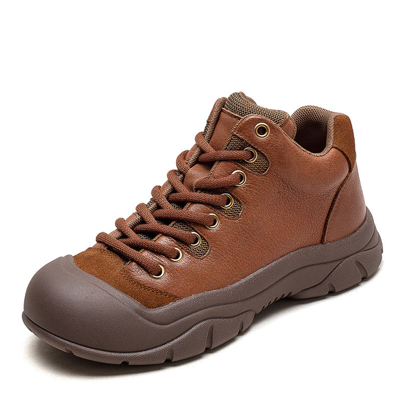 Women Retro Leather Thick Soled Causal Shoes Newgew Shoes