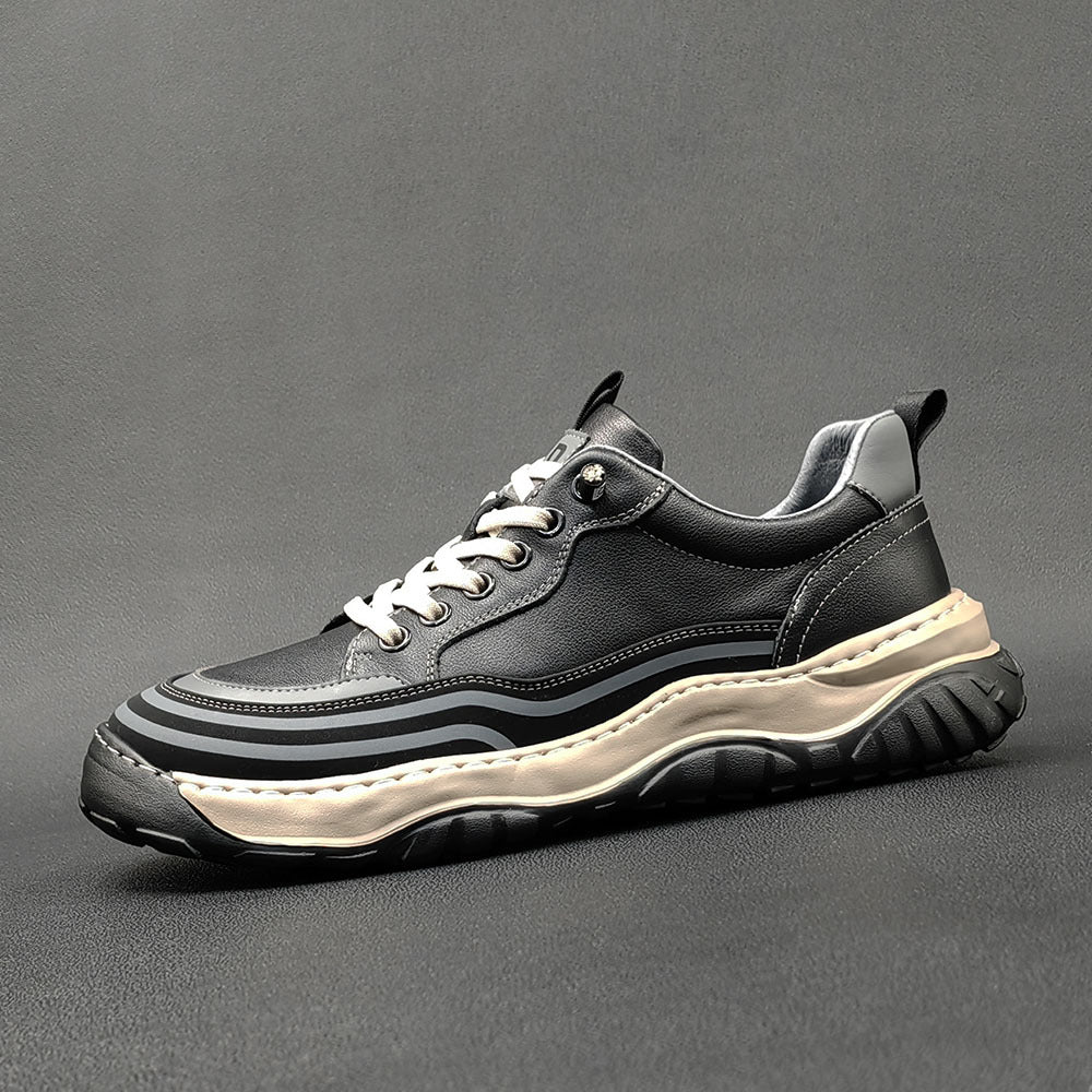 Men Minimalist Patchwork Cowhide Flat Casual Shoes Newgew Shoes