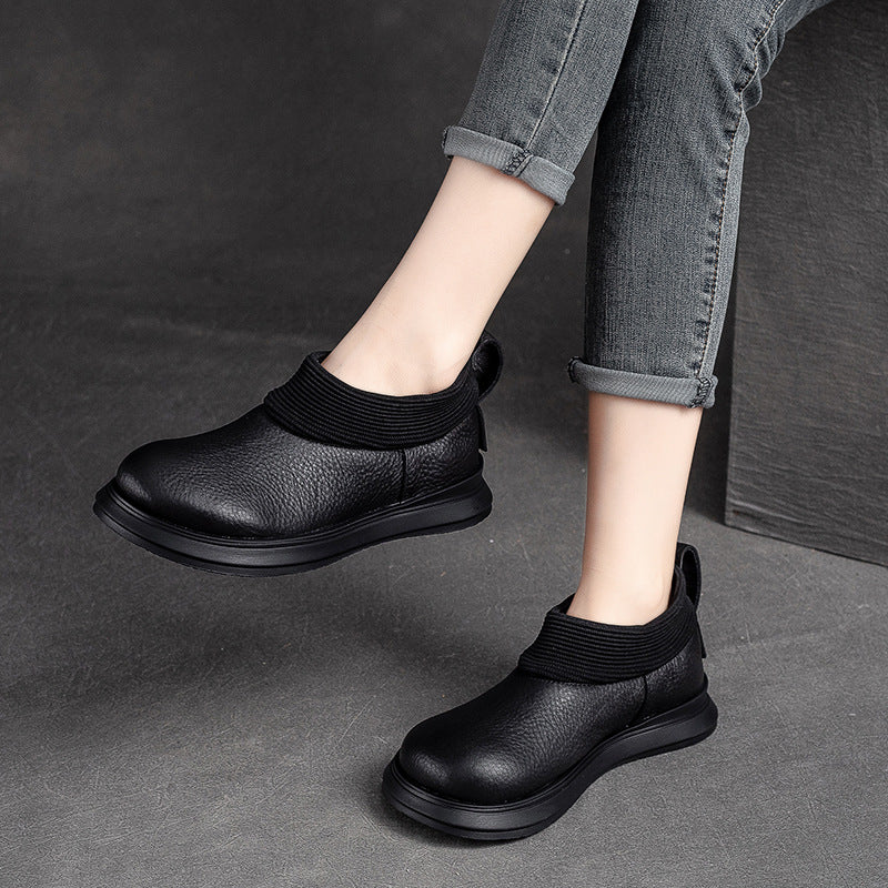 Women Retro Minimalist Leather Flat Casual Shoes Newgew Shoes