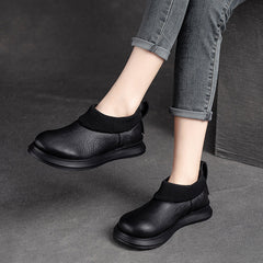 Women Retro Minimalist Leather Flat Casual Shoes Newgew Shoes