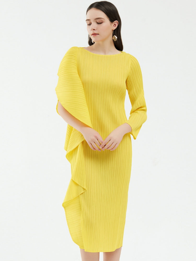 Ladies' High-End Asymmetrical Solid Color Patchwork Dress Newgew Dresses