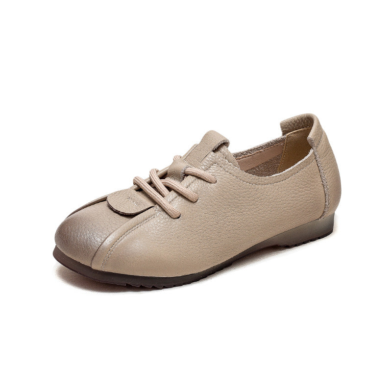 Women Retro Soft Leather Flat Casual Shoes Newgew Shoes