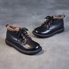 Women Retro Minimalist Furred Winter Casual Shoes Newgew Shoes