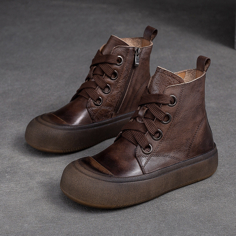 Women Autumn New Trendy Retro Leather Boots Newgew Shoes