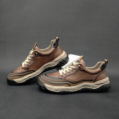 Men Minimalist Patchwork Cowhide Flat Casual Shoes Newgew Shoes