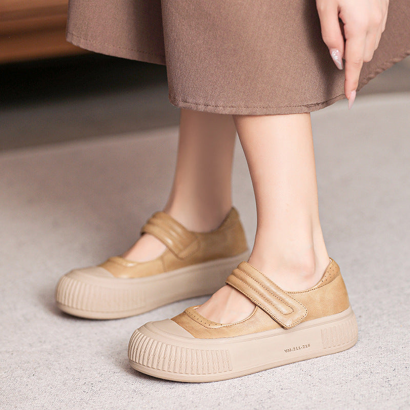 Women Minimalist Leather Casual Mary Jane Shoes Newgew Shoes