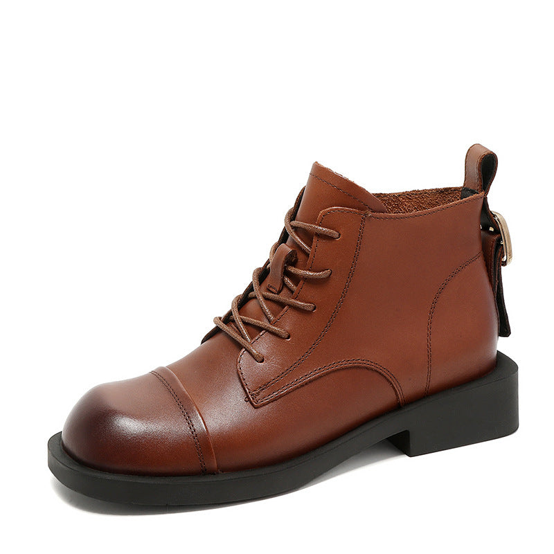 Women Patchwork Leather Ankle Boots Newgew Shoes