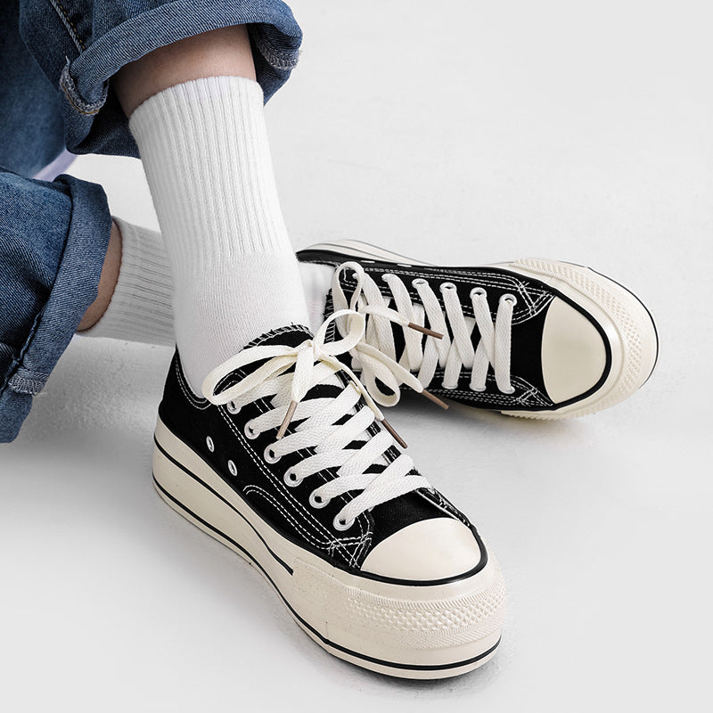 Women's High-low Top Height Increasing Classic Canvas Shoes Newgew