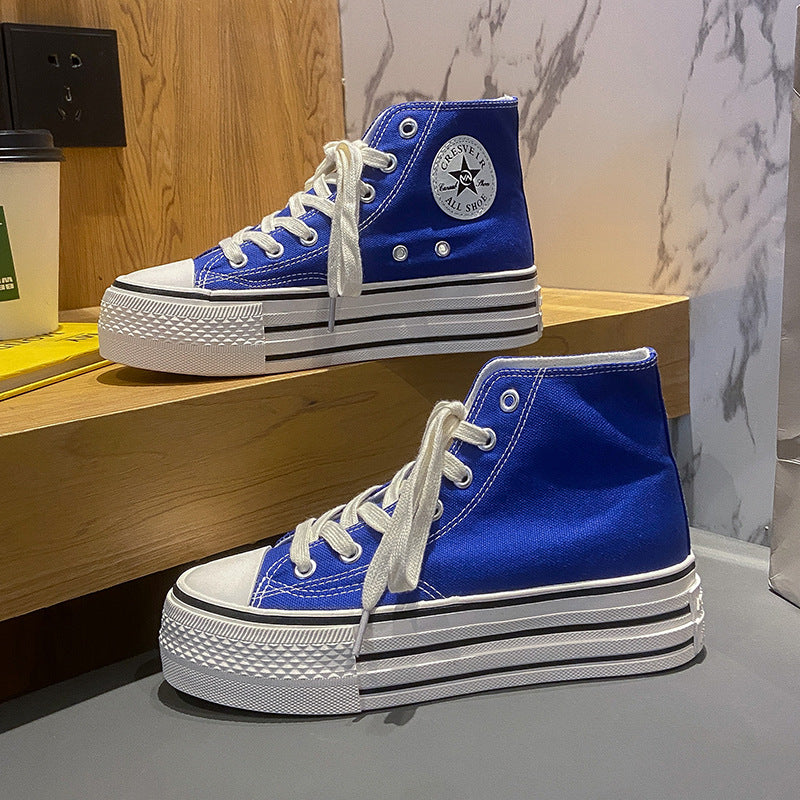 Women's Platform Trendy Heightened Easy Wear Korean Canvas Shoes Newgew