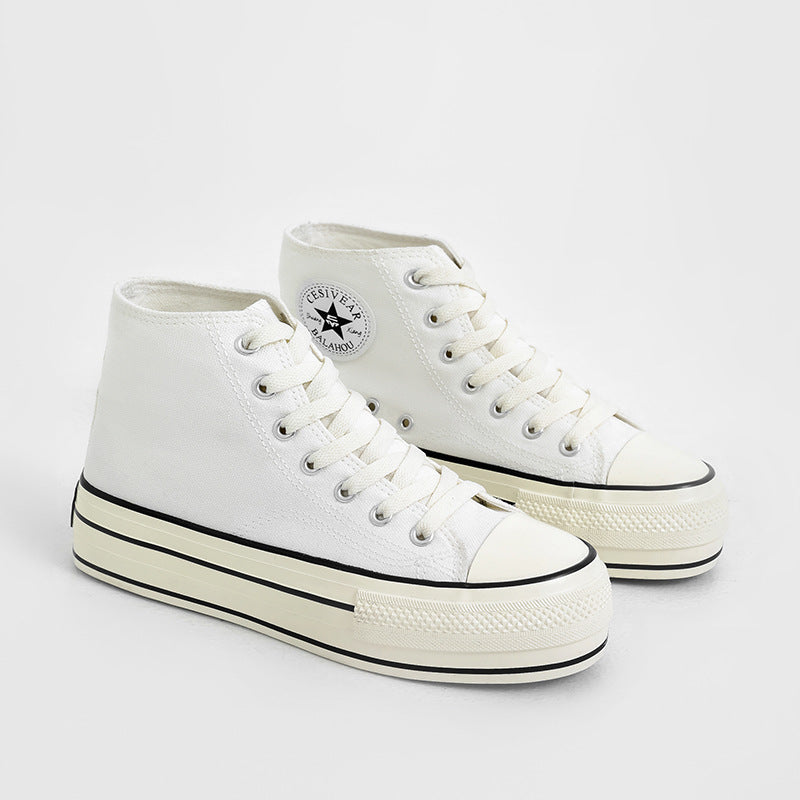 Women's High-low Top Height Increasing Classic Canvas Shoes Newgew