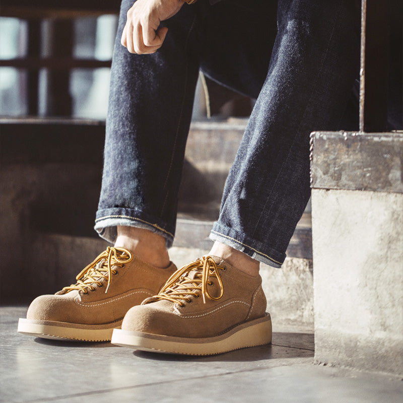 Men Retro Minimalist Cowhide Suede Casual Work Shoes Newgew Shoes