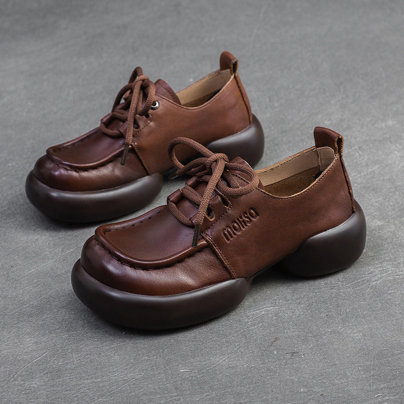 Women Retro Leather Handmade Soft Casual Shoes Newgew Shoes