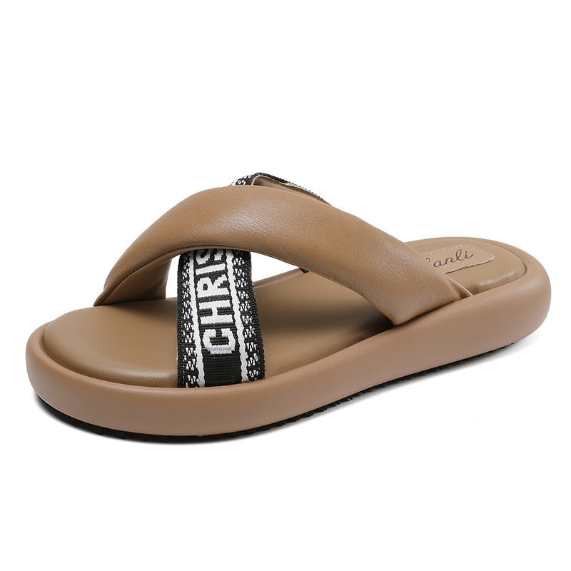 Women Soft Leather Stylish Casual Slides Newgew Shoes