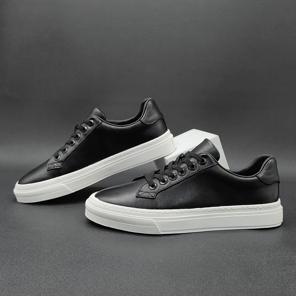 Men Minimalism Pure Leather Fashion Flat Casual Shoes Newgew Shoes