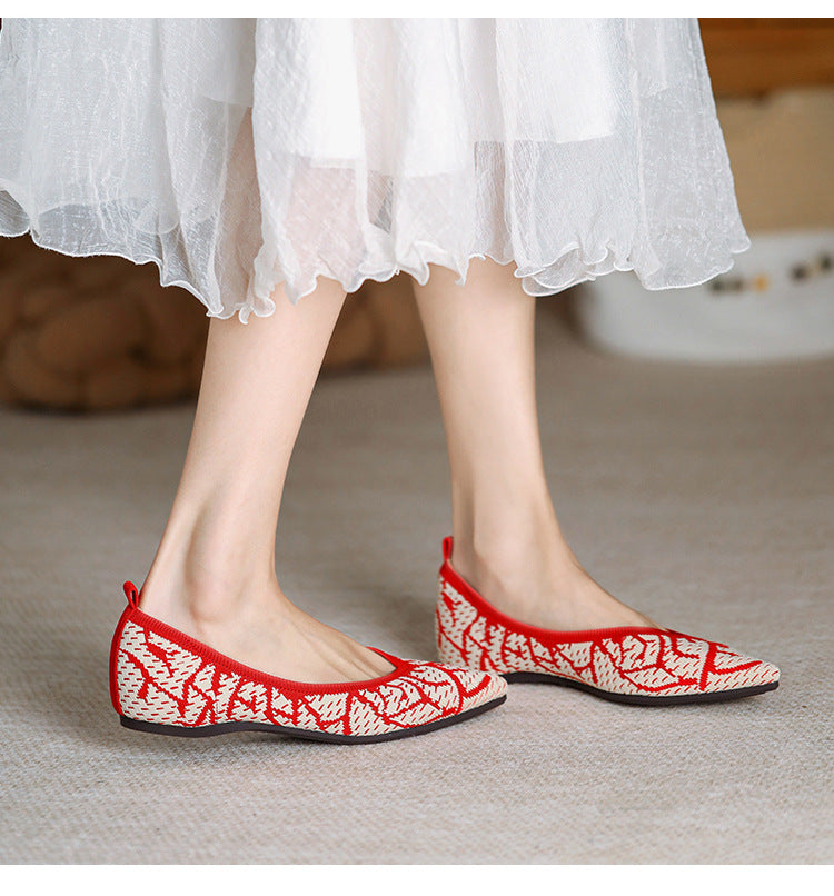 Pointed Knitted Egg Roll Flat Flying Woven Shoes NewGew