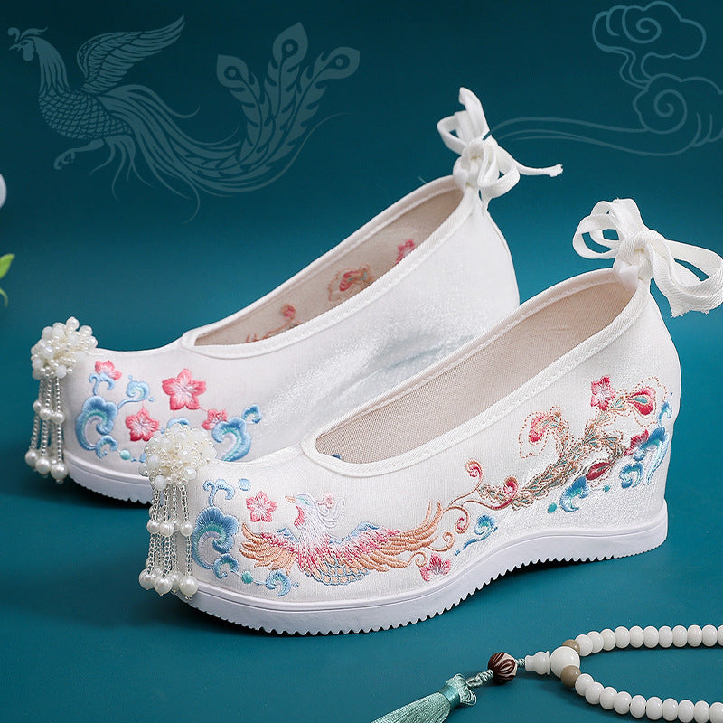 Wedding Ethnic Style Chinese Red Embroidery Canvas Shoes Newgew
