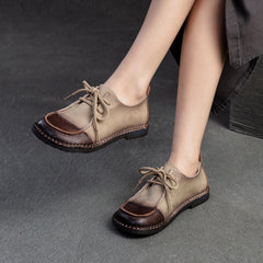 Women Retro Soft Leather Flat Casual Shoes Newgew Shoes