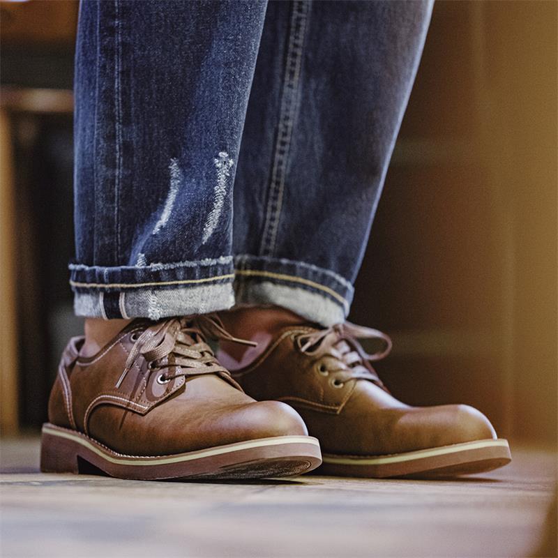 Men Classic Cowhide Leather Casual Work Shoes Newgew Shoes