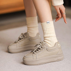 Women Minimalist Leather Thick Soled Casual Shoes Newgew Shoes