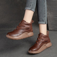 Women Retro Casual Minimalist Leather Ankle Boots Newgew Shoes